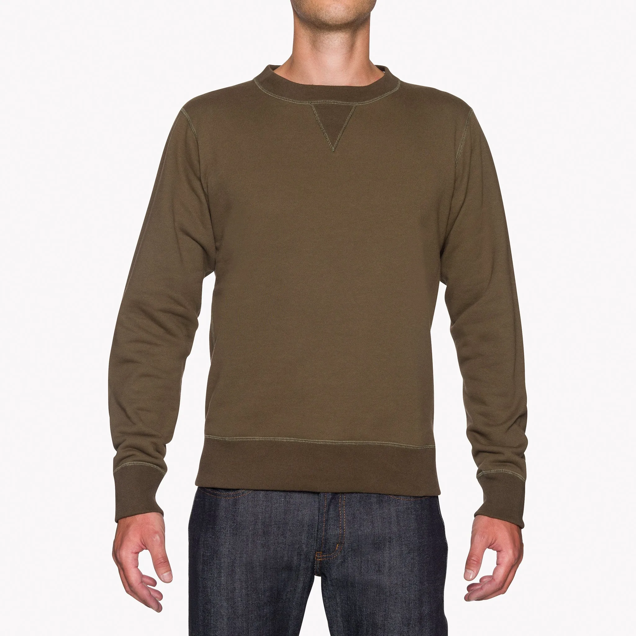 No pockets Matte Finish Crewneck - Heavyweight Terry - Hunter