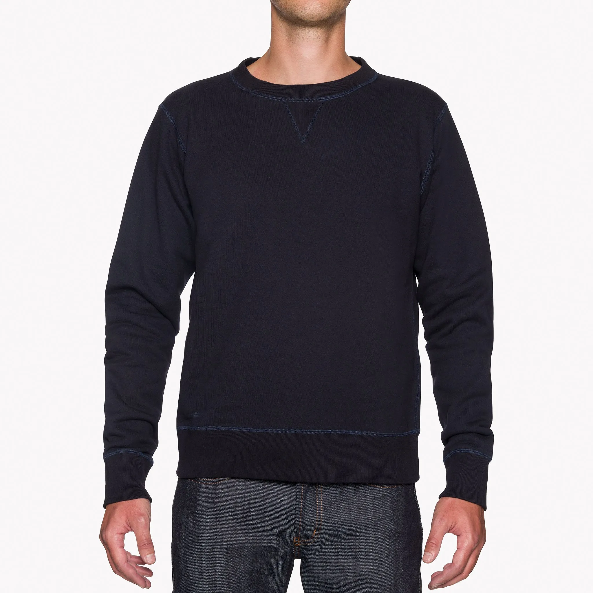 Casual Fashion Sporty Jacket Crewneck - Heavyweight Terry - Navy