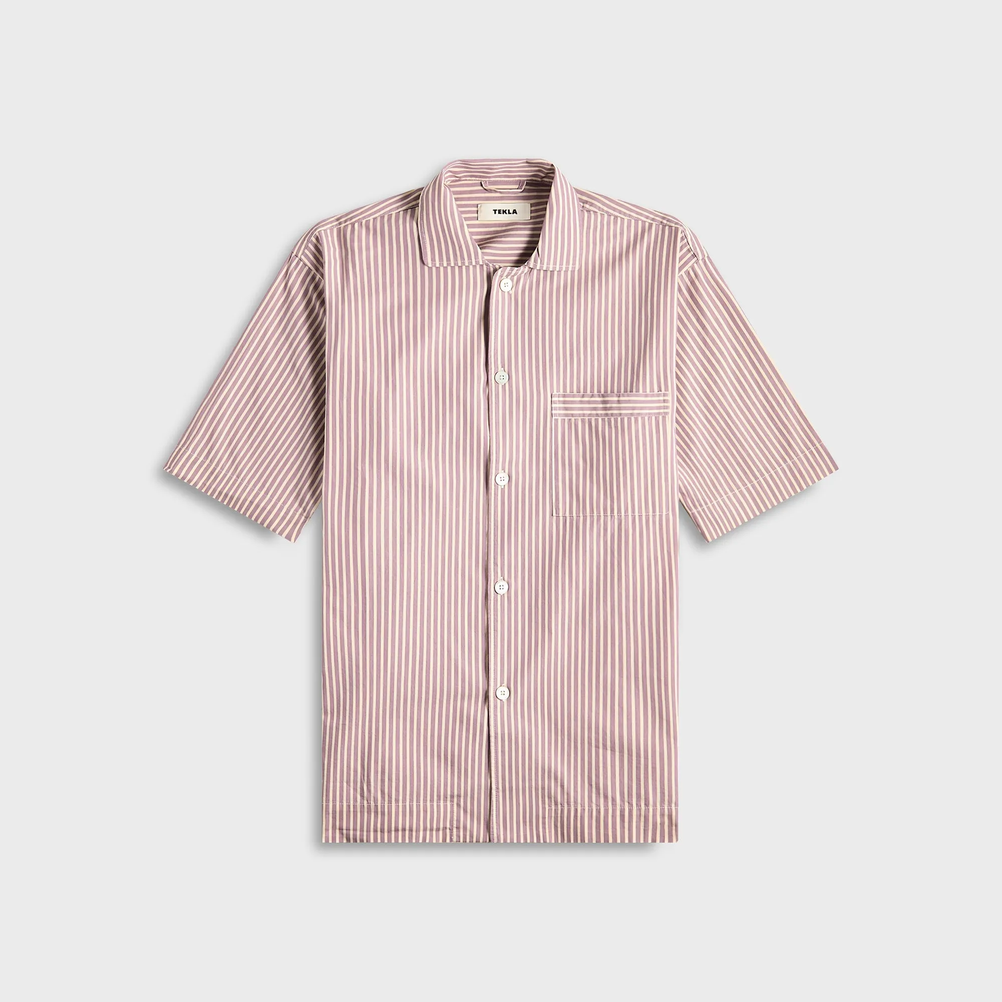 Tear Resistant Tekla Poplin Short Sleeve Pyjamas Shirt - Skipper Stripes