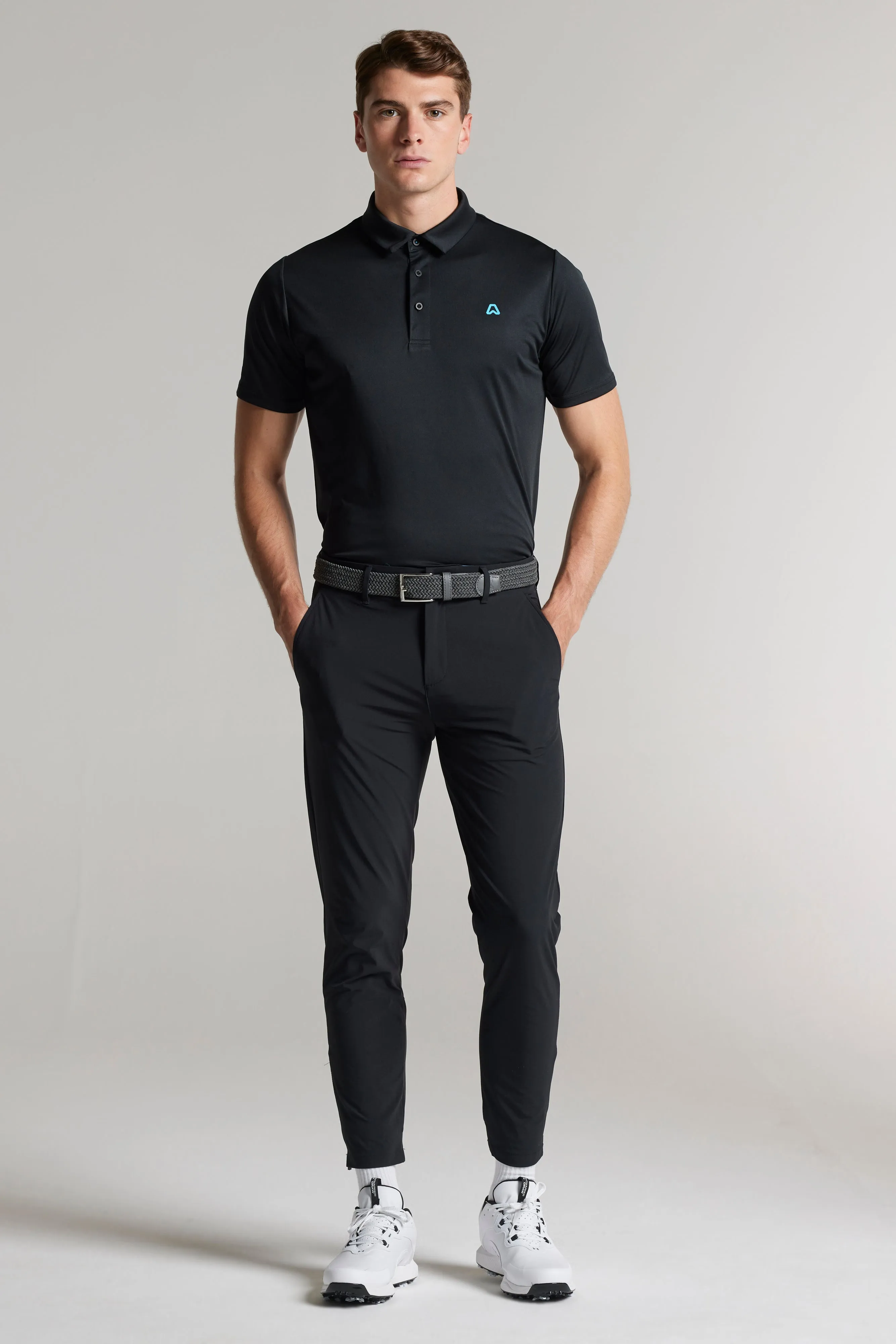 Quick Slip Stylish Appearance Cropped Dynamic Stretch Golf Trousers - Putter Black