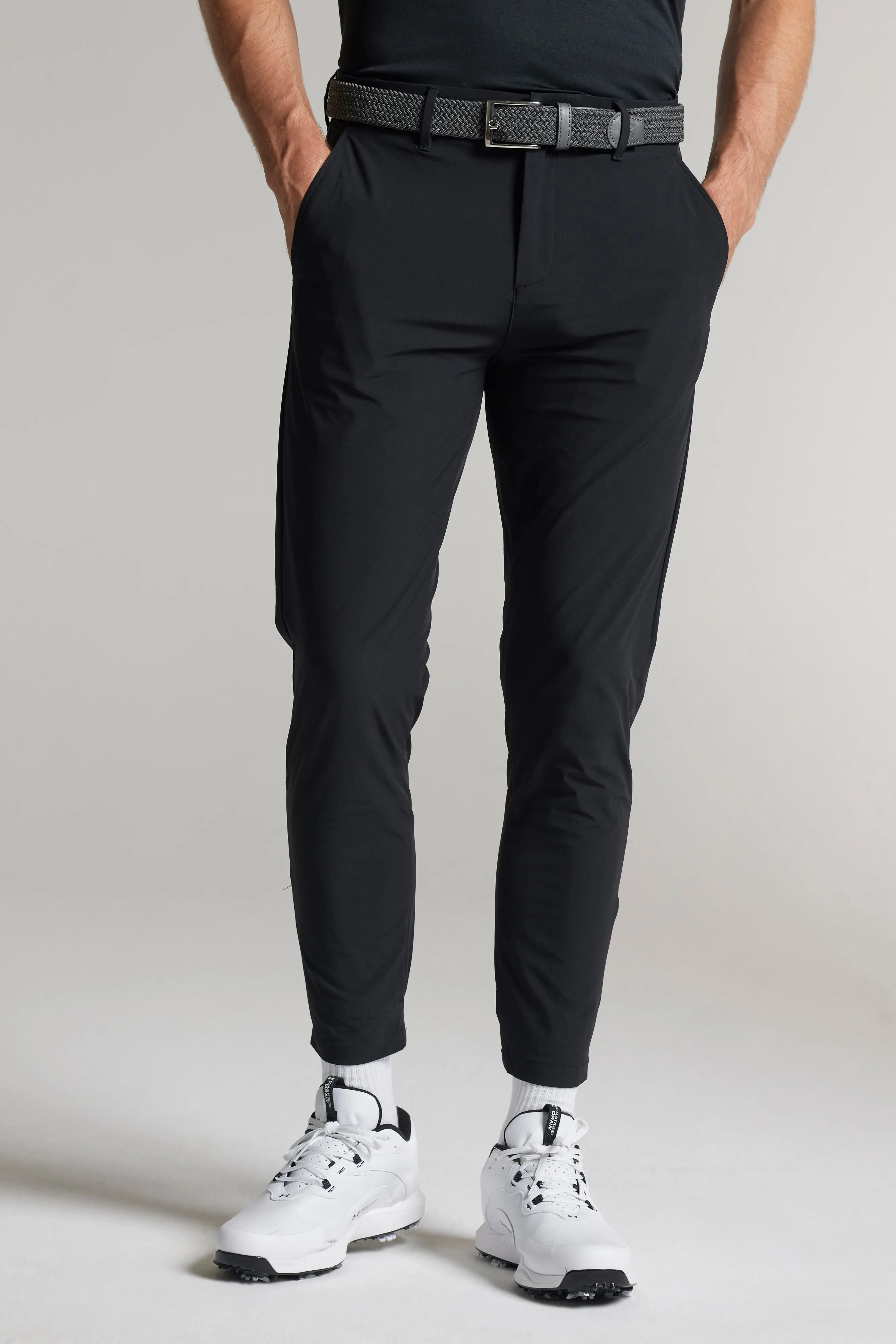 Slim Silhouette Cropped Dynamic Stretch Golf Trousers - Putter Black