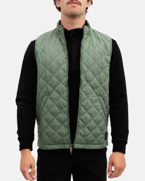 Sustainable Recycled Material Crosscut Men's Quilted Vest - Balsam