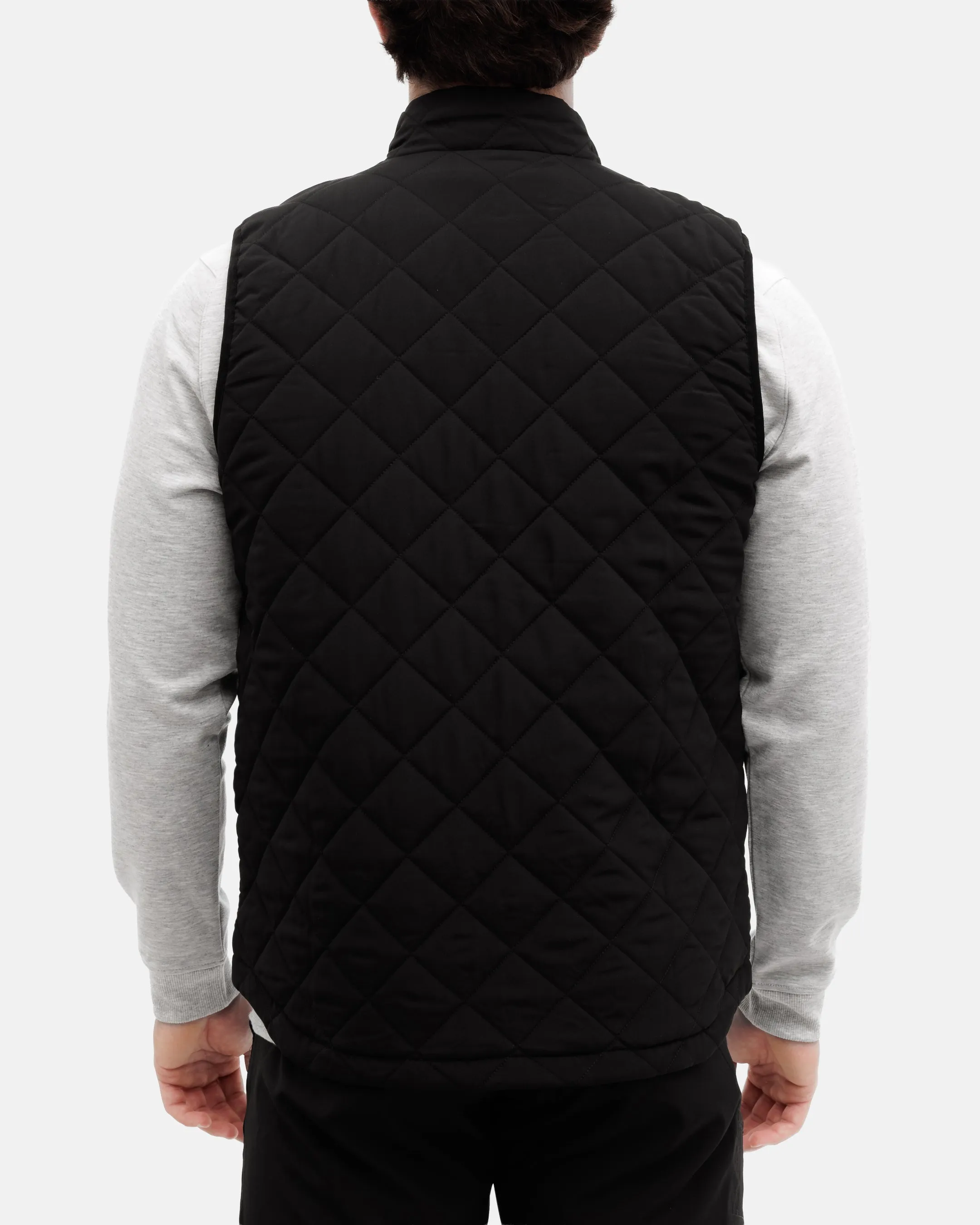 Crosscut Men's Quilted Vest - Onyx Silicone Grip Trim