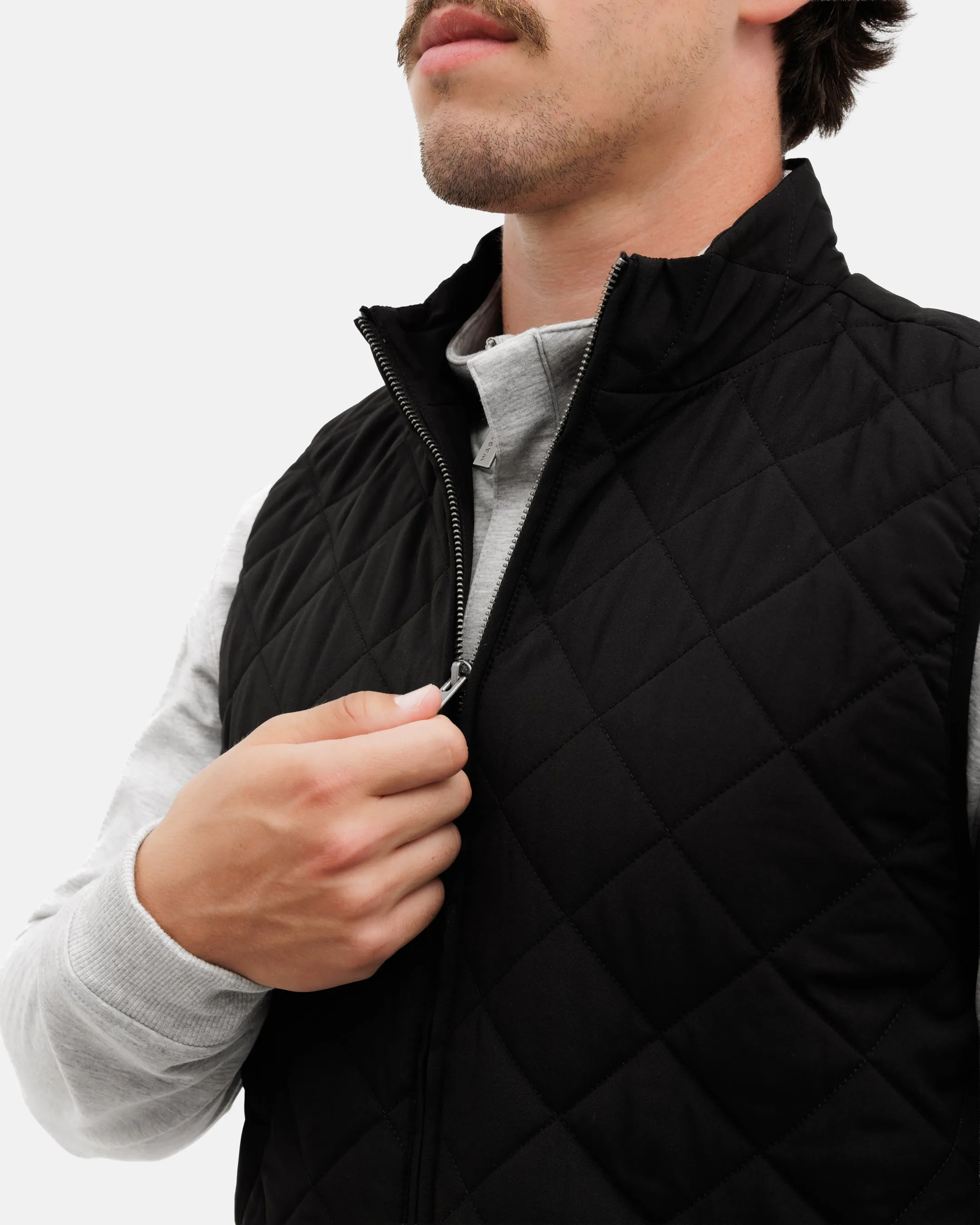 Camo Print Crosscut Men's Quilted Vest - Onyx