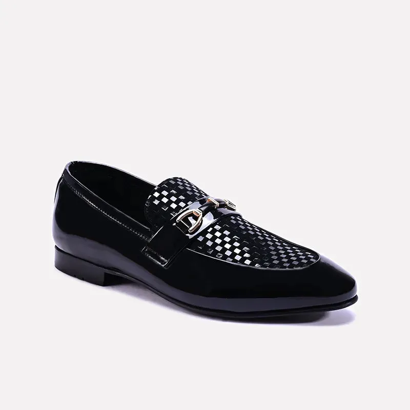 Davenport Glossy Black Formal Loafers 0111303 structured look Music Night
