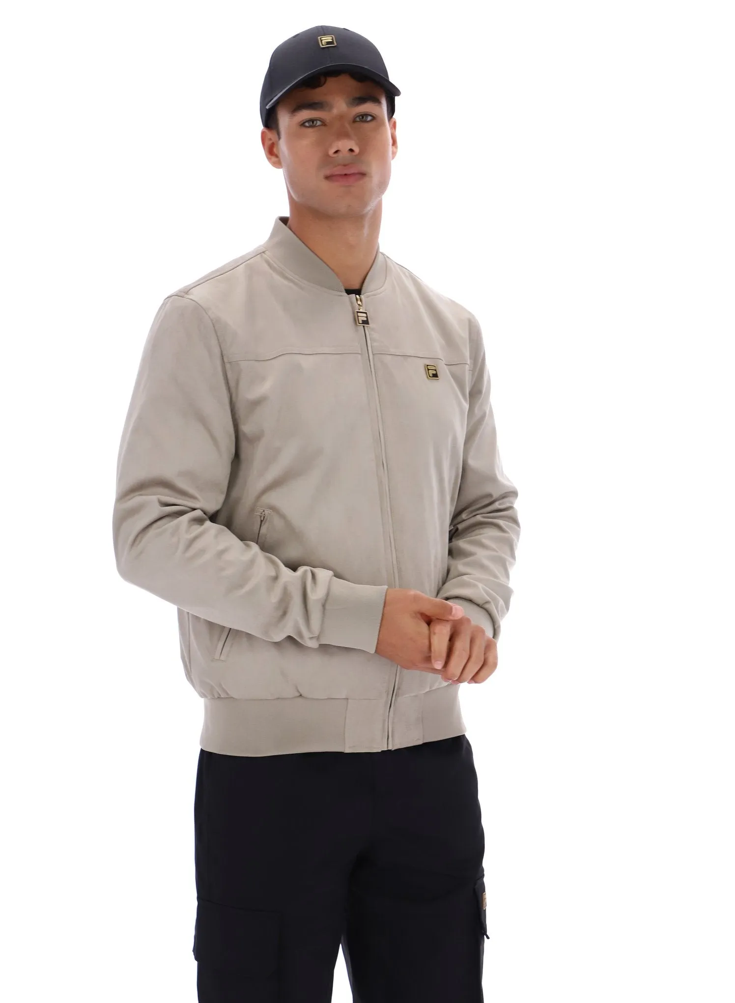 High Collar Dean Full Zip Faux Suede Jacket