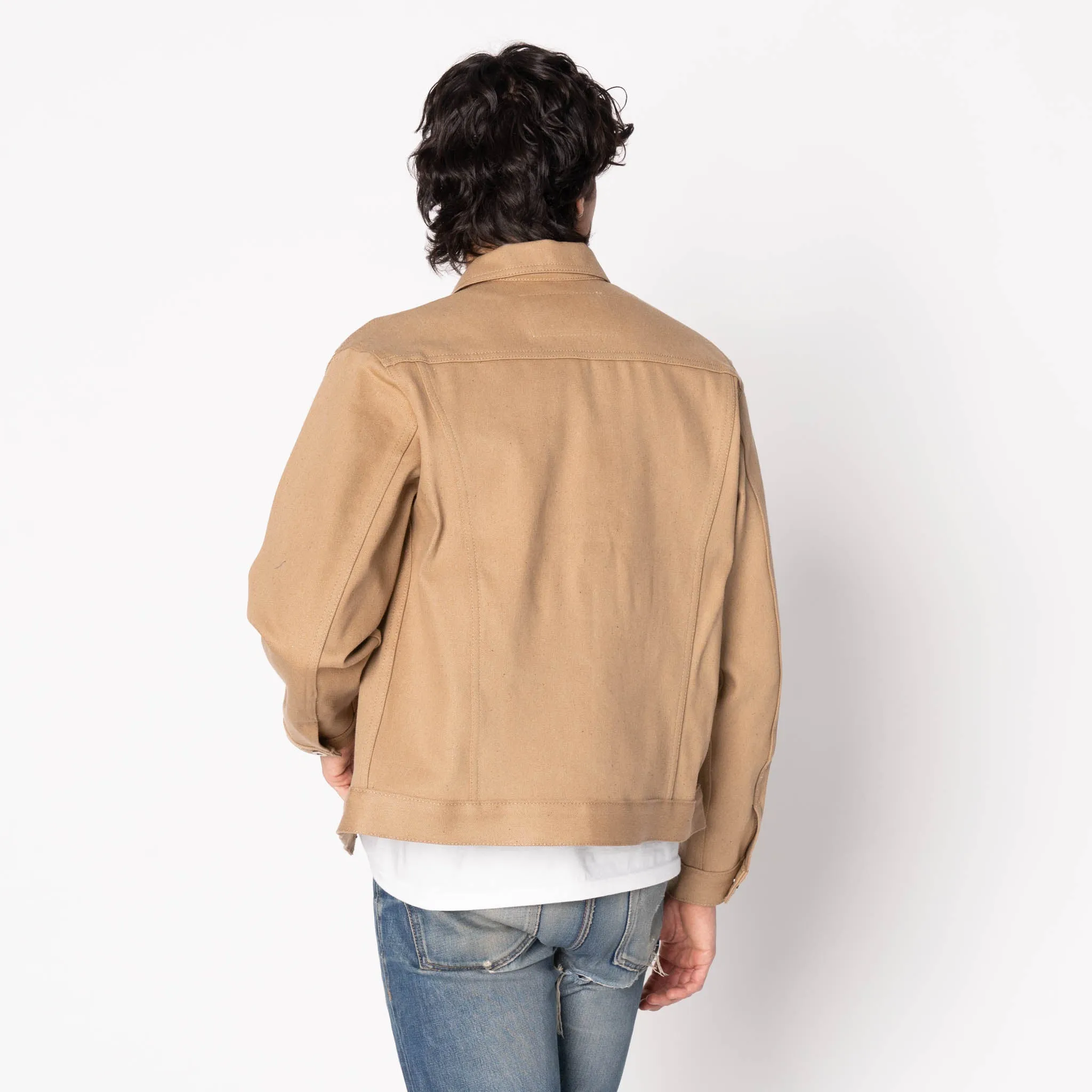 Eco Friendly Construction Denim Jacket  -  Brown Fox Selvedge - Brown
