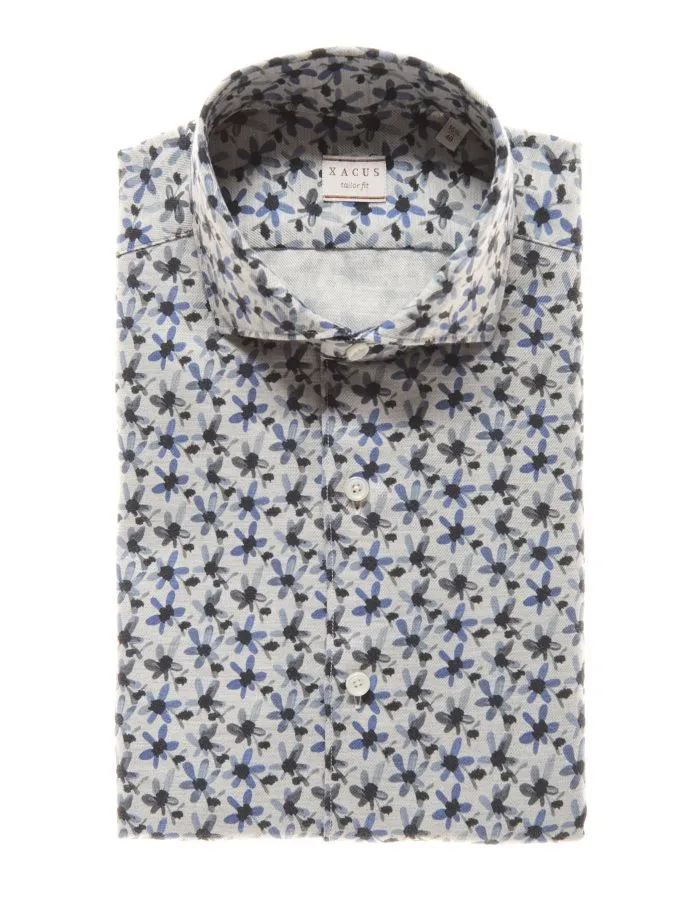 ID40286-Xacus Petal Print Shirt Eco friendly materials Workwear Style