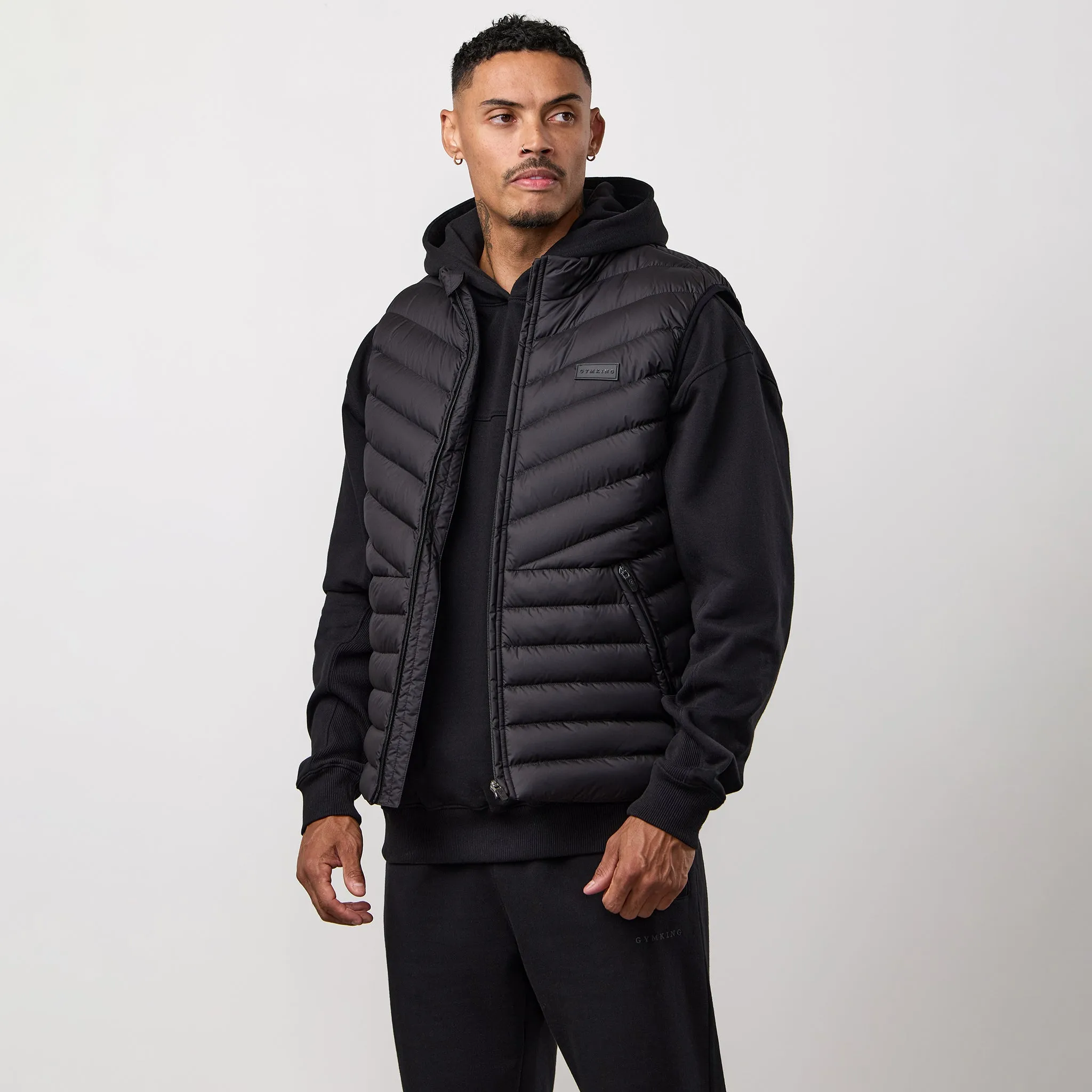 Elastic cuffs Ventilation Vents Gym King Endurance Puffer Gilet - Black