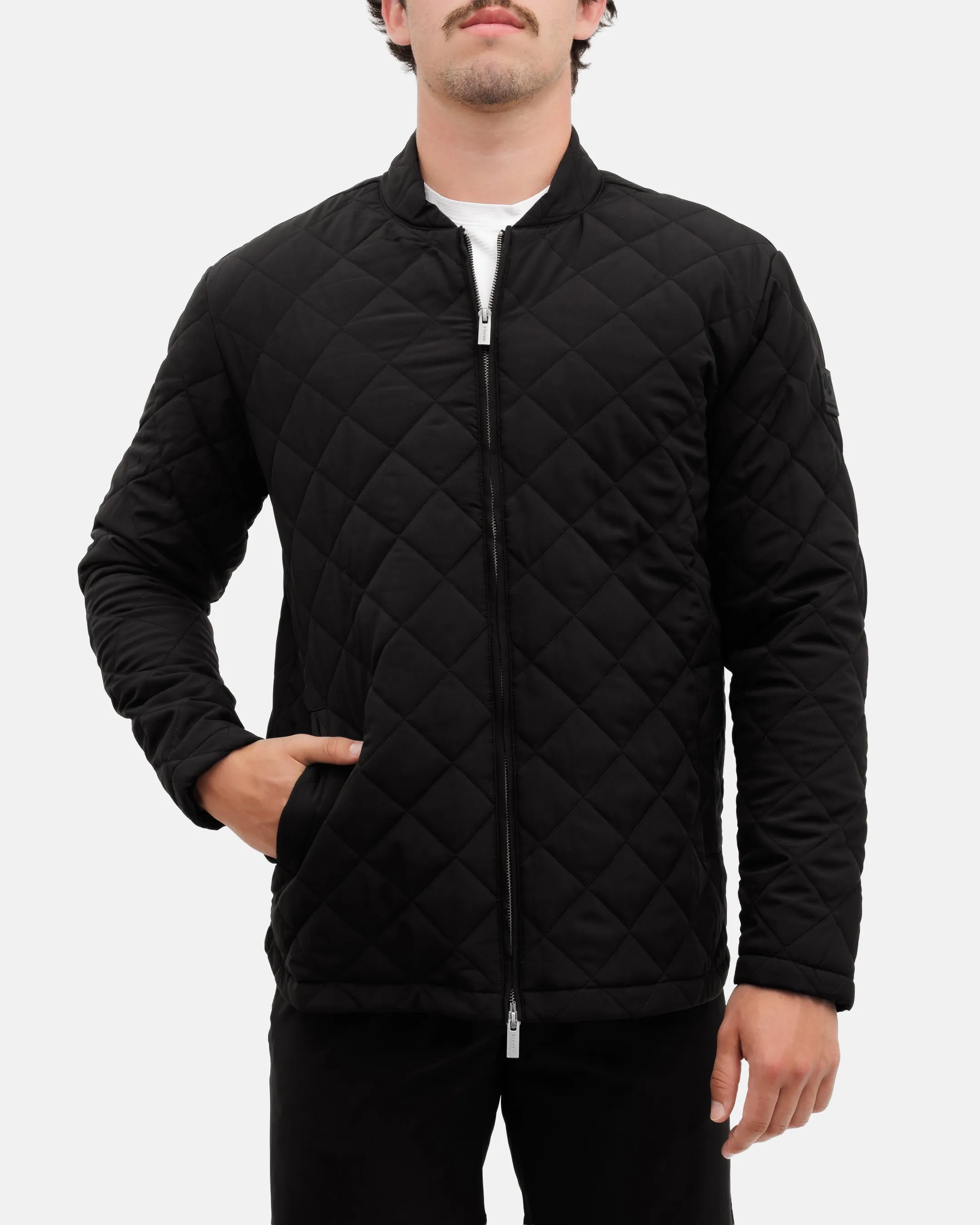 Lightweight Packability Crosscut Men's Quilted Bomber Jacket - Onyx