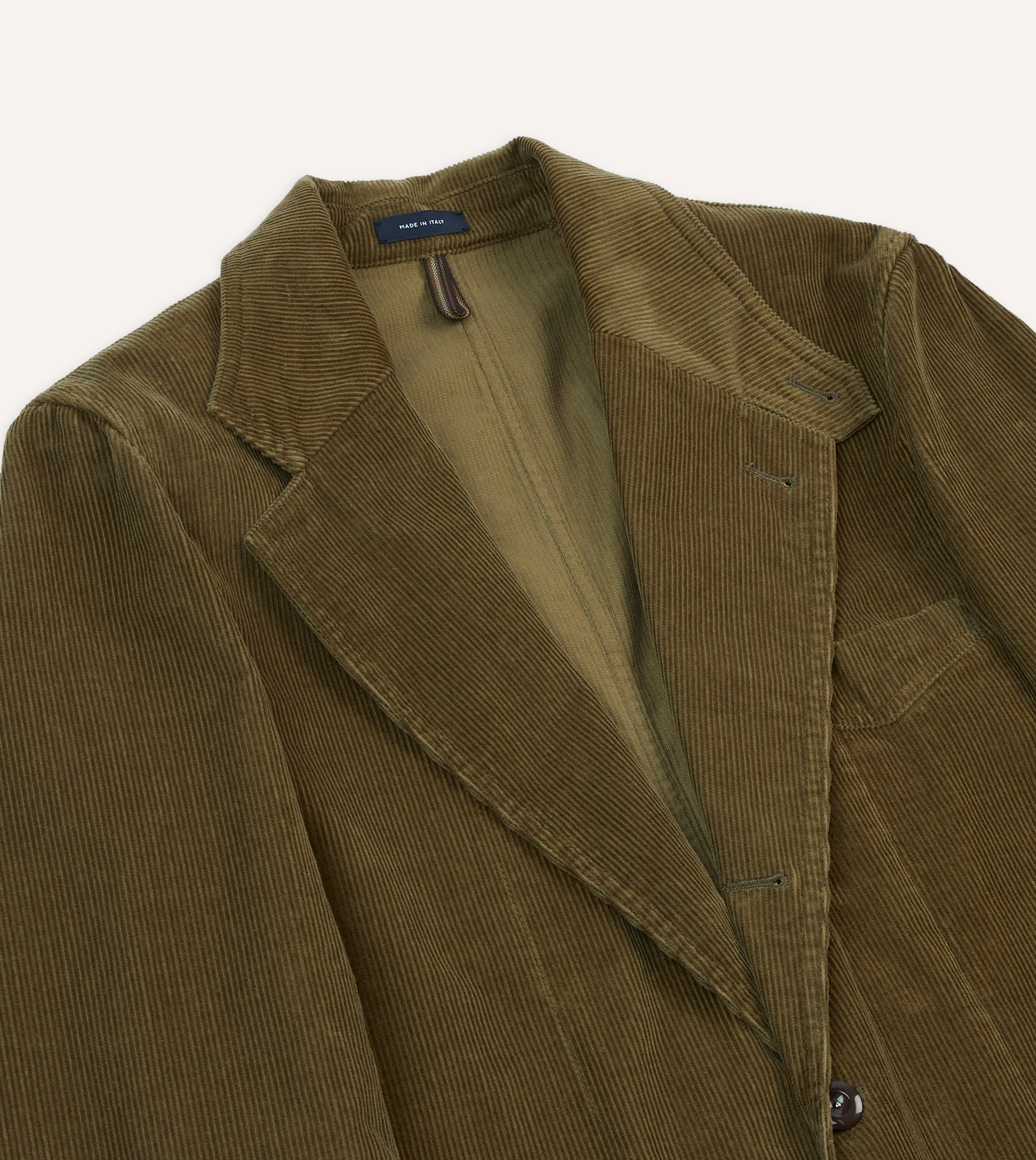 AllPurposeFastening Hidden Zipper Olive Cotton Corduroy Field Games Blazer