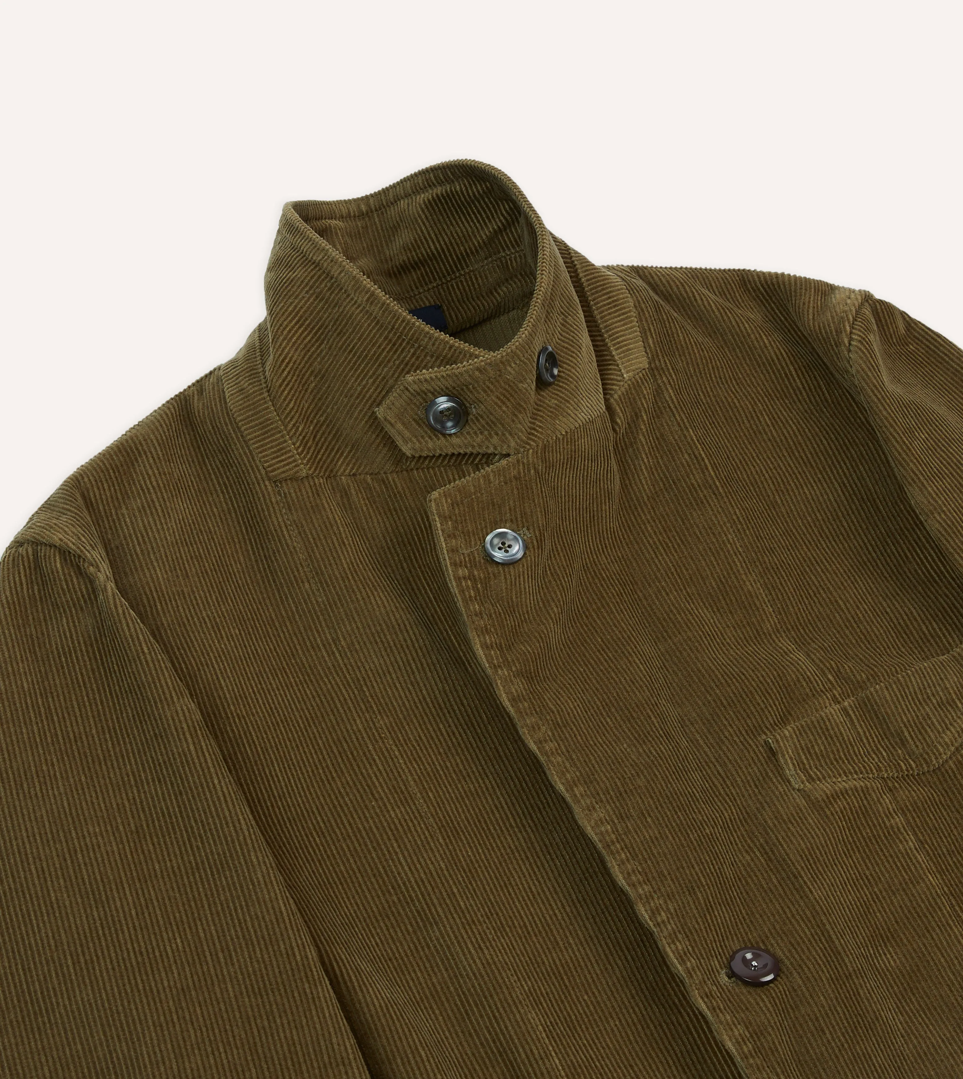 Flatlock stitching Ergonomic Sleeve Shaping Olive Cotton Corduroy Field Games Blazer