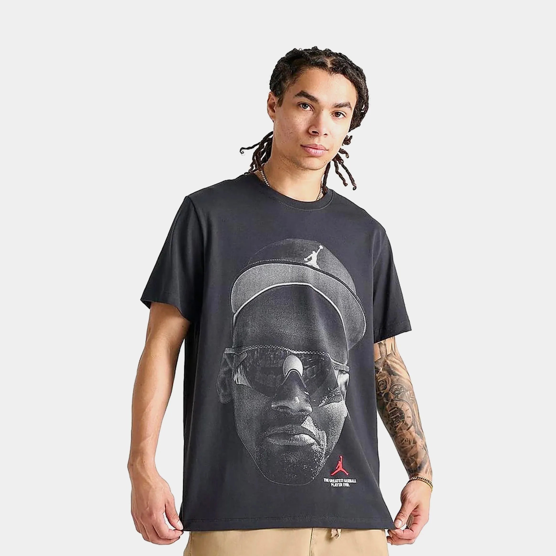 Fresh Outfit Style Eco Friendly Fabric Diamond 45 Greatest Baseball Player Mens Short Sleeve Shirt (Black/Grey)