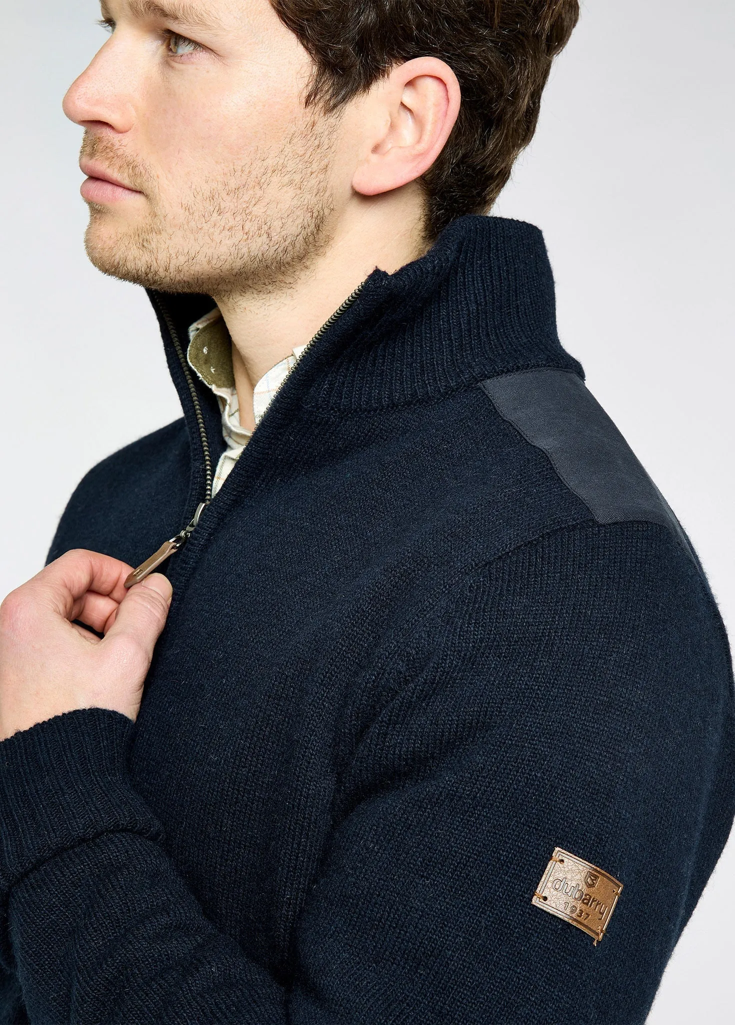 Doherty Men??s zip neck sweater - Navy Polish Tone