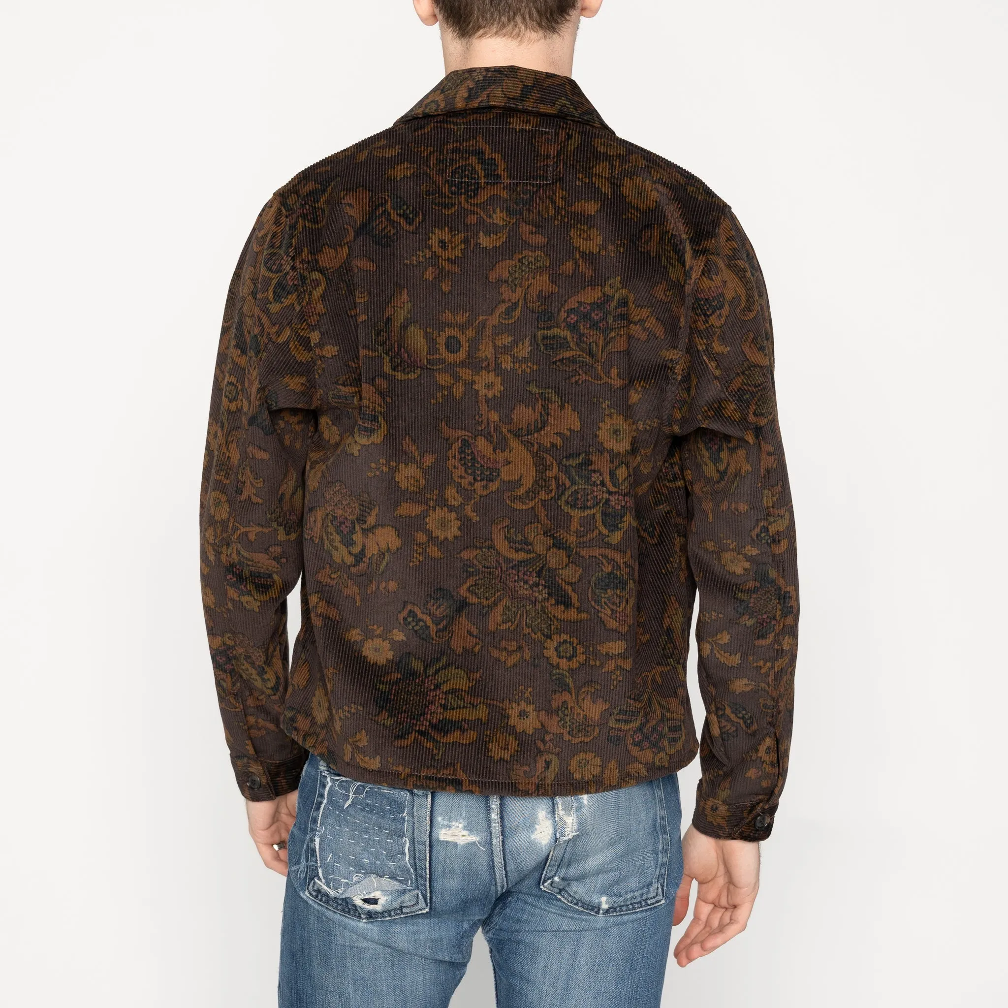 Zip Jacket - Paisley  Corduroy - Brown Non Bulky Profile VentilatedPanels