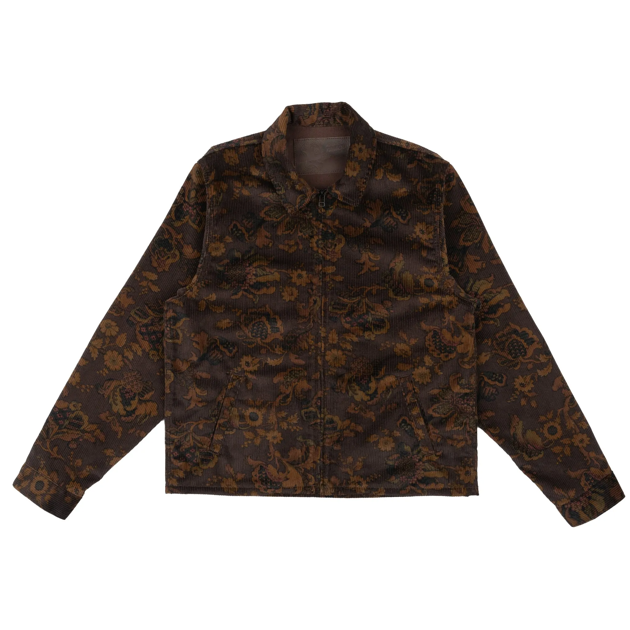 Non Bulky Profile Light Look Zip Jacket - Paisley  Corduroy - Brown