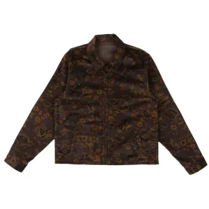 Non Bulky Profile Light Look Zip Jacket - Paisley  Corduroy - Brown