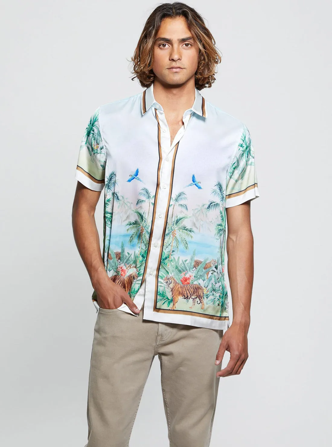 Graphic Art Blue Charm Big Cat Shirt