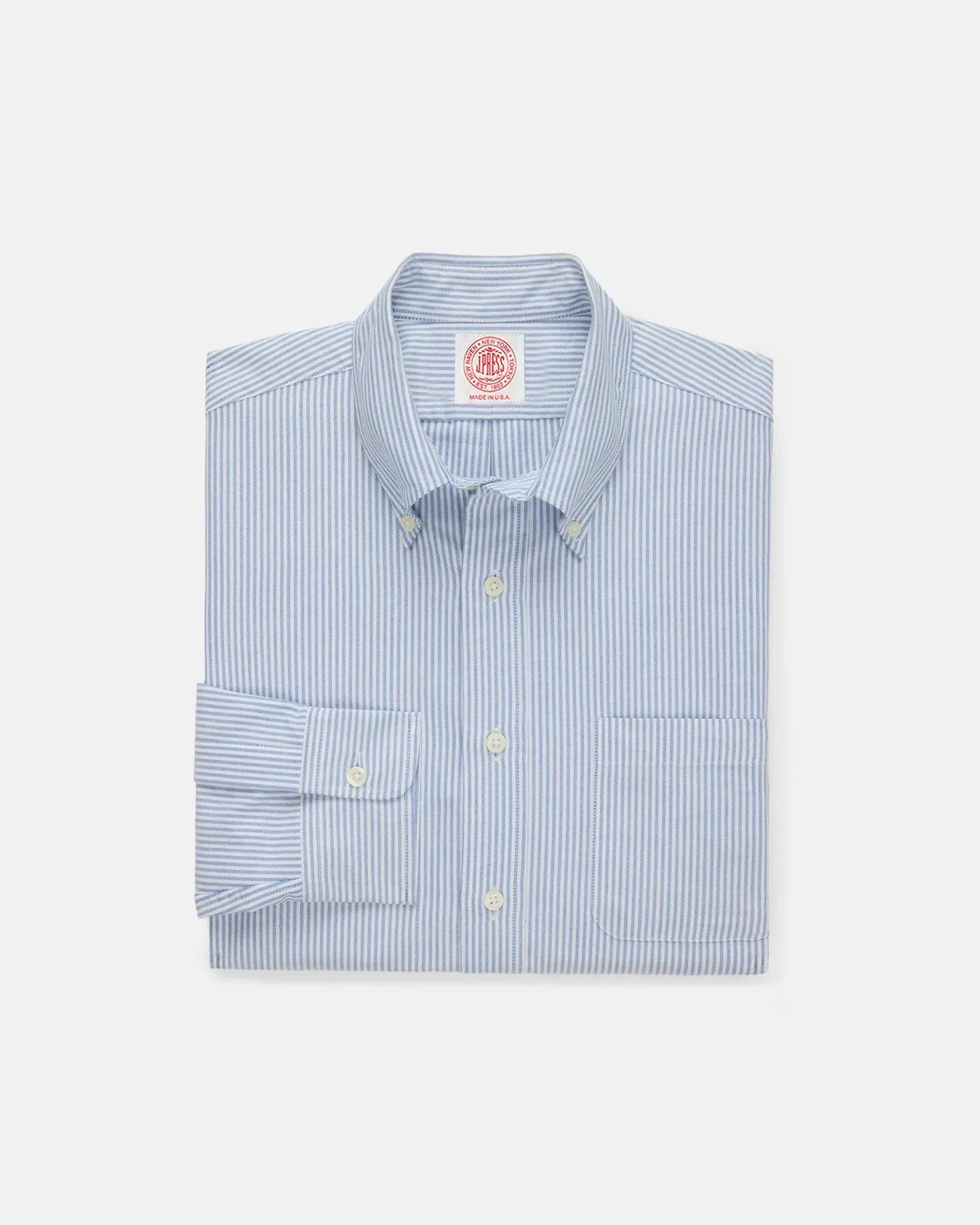 Made-in-USA Blue University Stripe Oxford Cloth Shirt - Regular Fit shopping spree