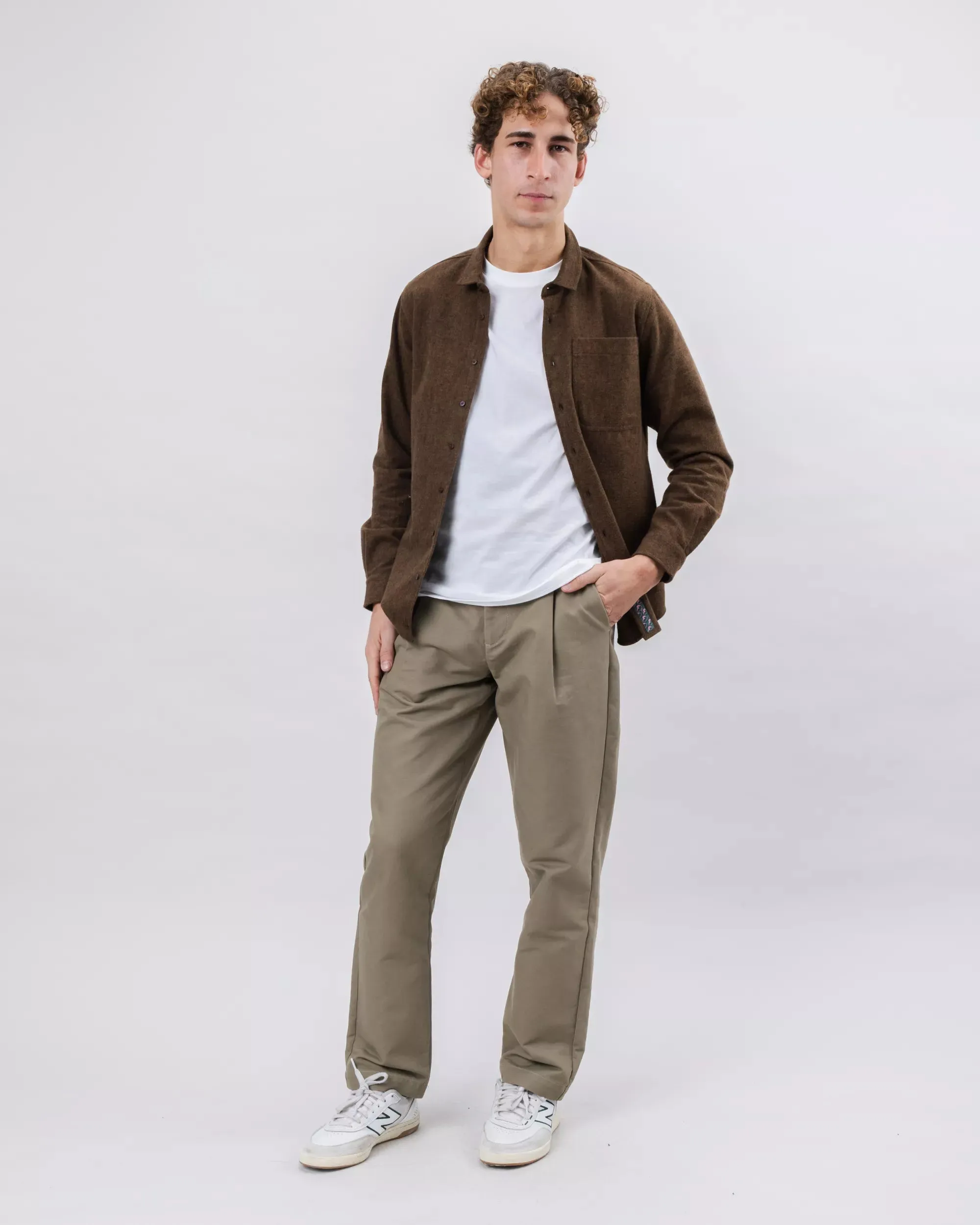 Reinforced Shoulders Bold Print Heart Flannel Overshirt Brown