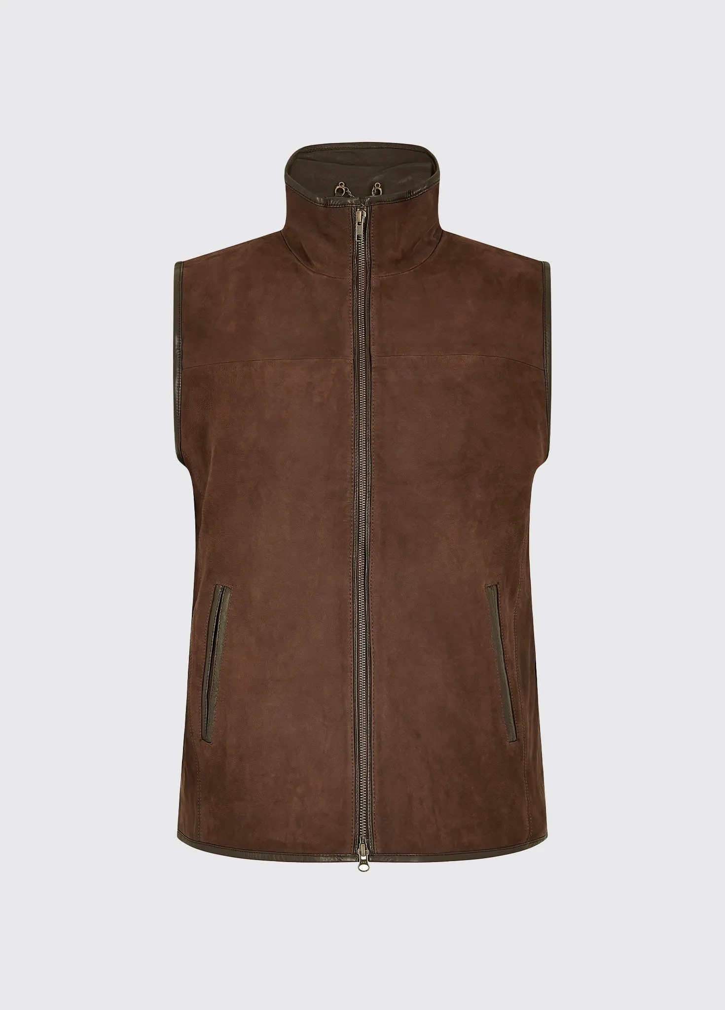 Dunhill Men's Leather Vest - Walnut Relaxed Layers Compression Packability