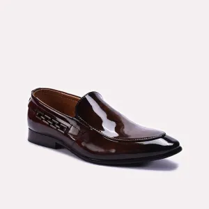 Lounge Fit Brown Glossy Slip On Dress Shoes 0111272