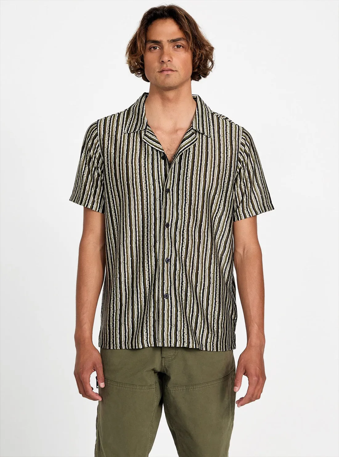 Green Wyatt Stripe Resort Shirt All-Purpose Wear