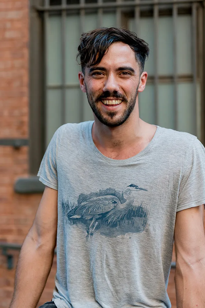 skinny but not tight Great Blue Heron T-Shirt (Mens)