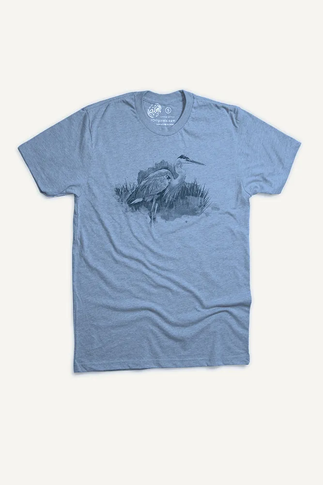 Great Blue Heron T-Shirt (Mens) Travel Style Trend Pre Shrunk Fabric