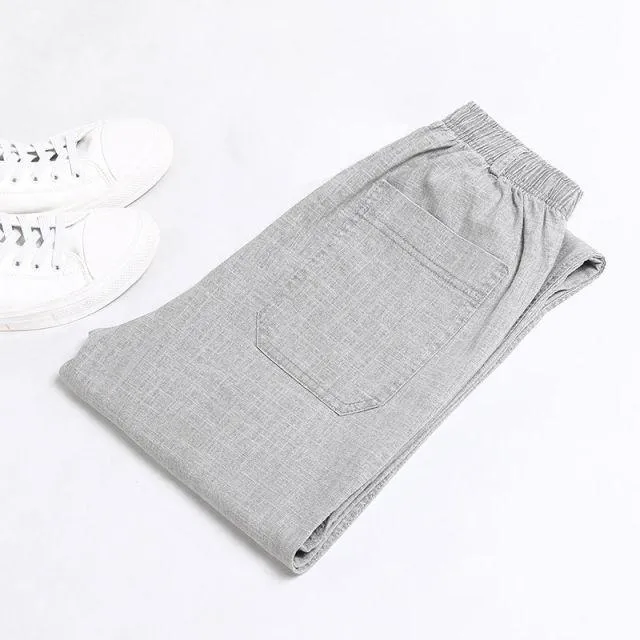 snag resistant Body Contour West Louis? Thin Elastic Waist Linen Summer Pants