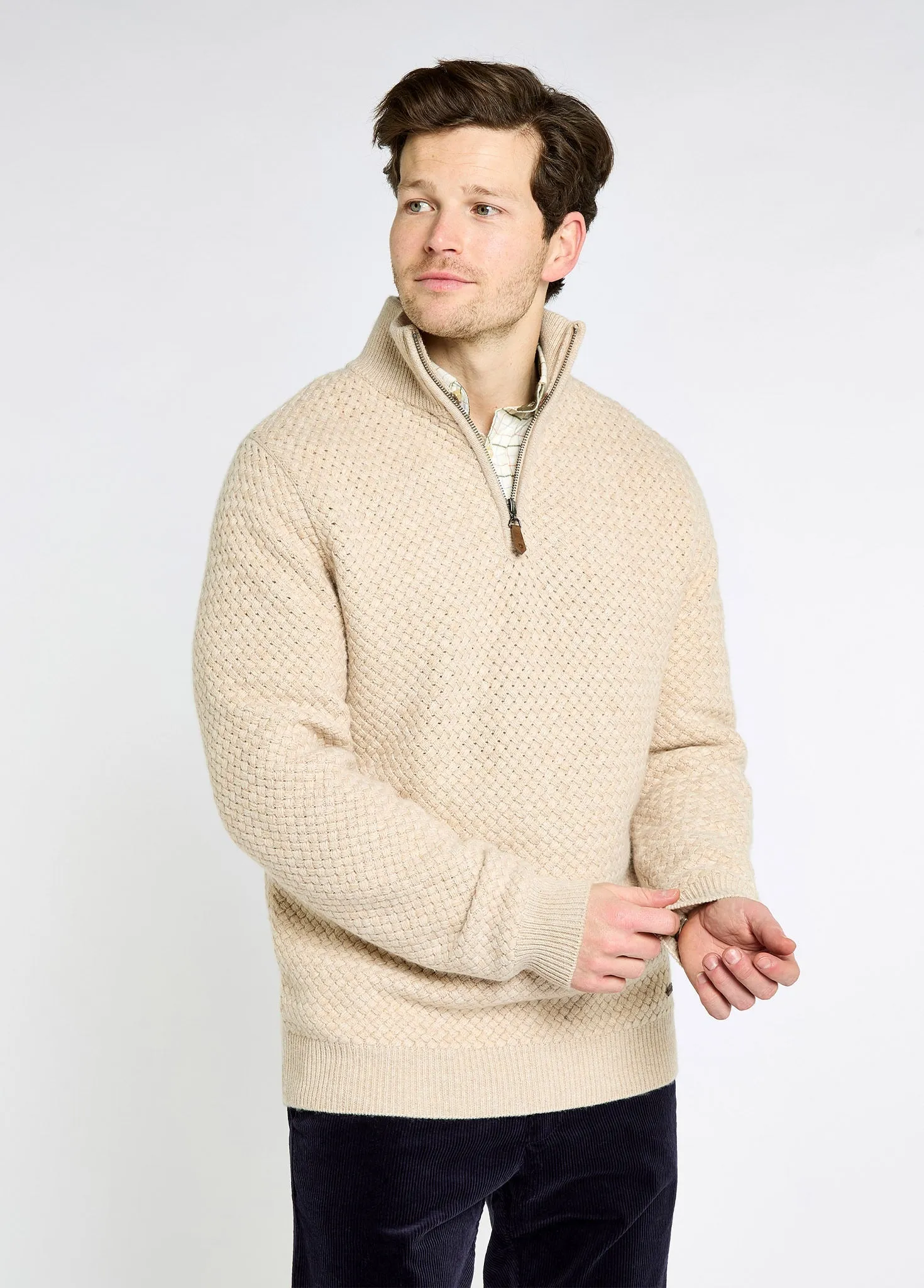 Power Men's Zip neck sweater - Oat Stylish Look