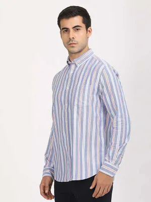 Men Stripes Full Sleeve Cotton Shirt Sustainable Choice Flexible Material