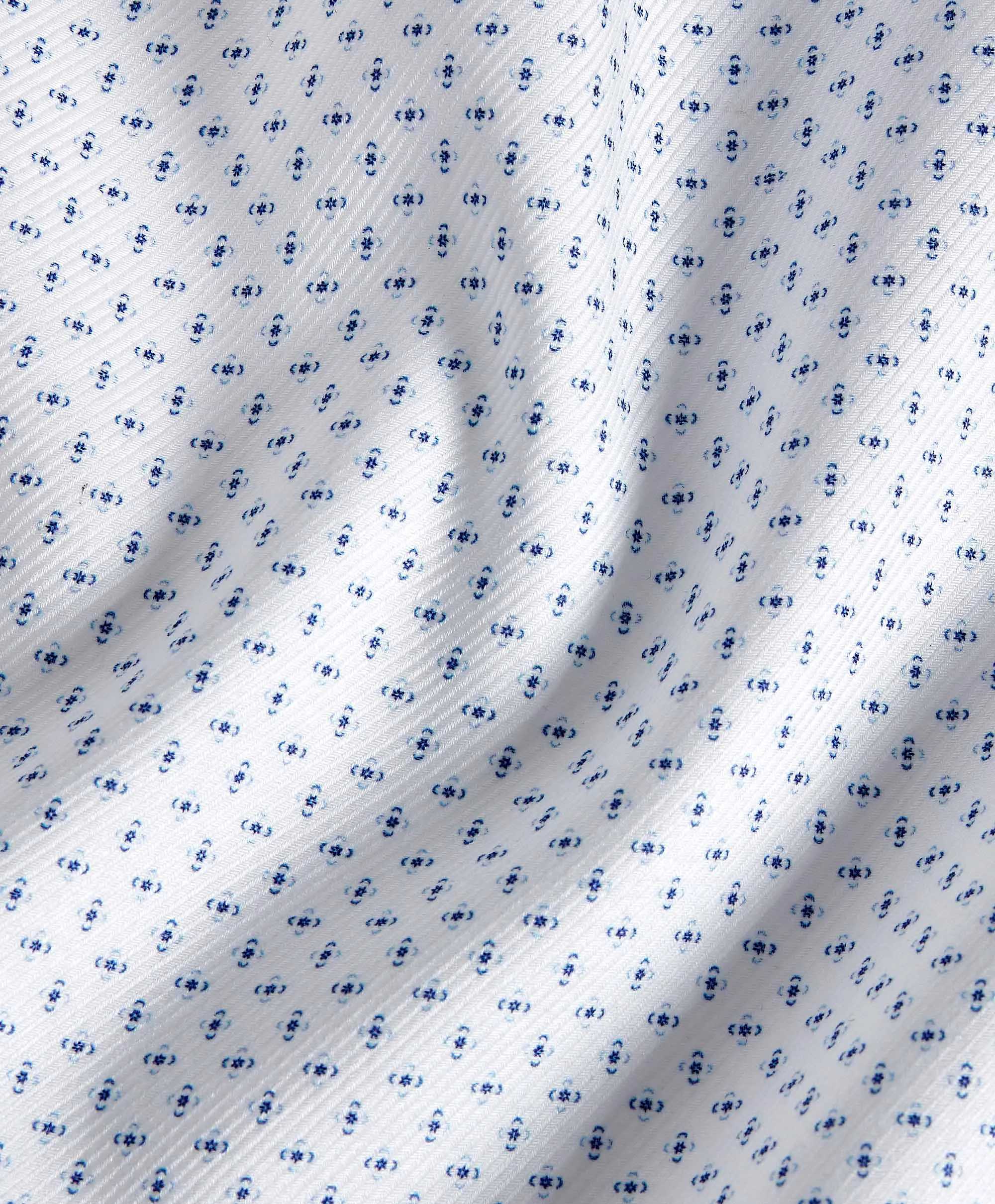 SBSP11204155 | White & Navy Print Stretch Dress Shirt Current Style