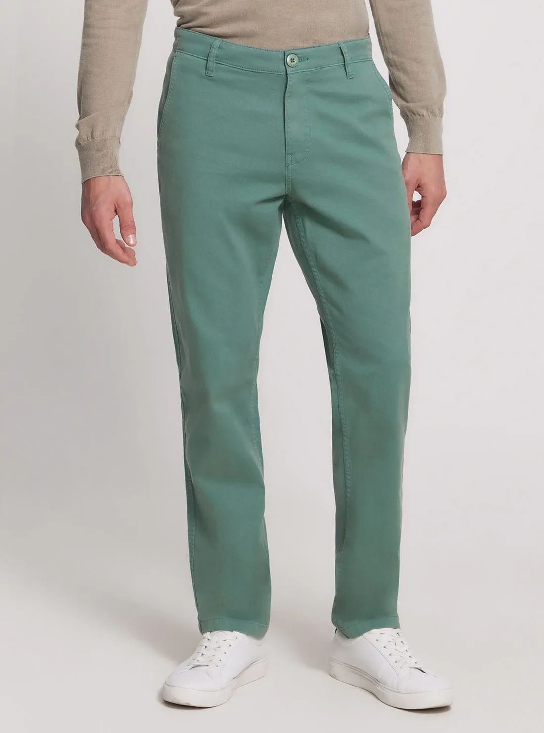 Green Mid-Rise Angels Chino Pants ReinforcedPockets AntiSlipGrip