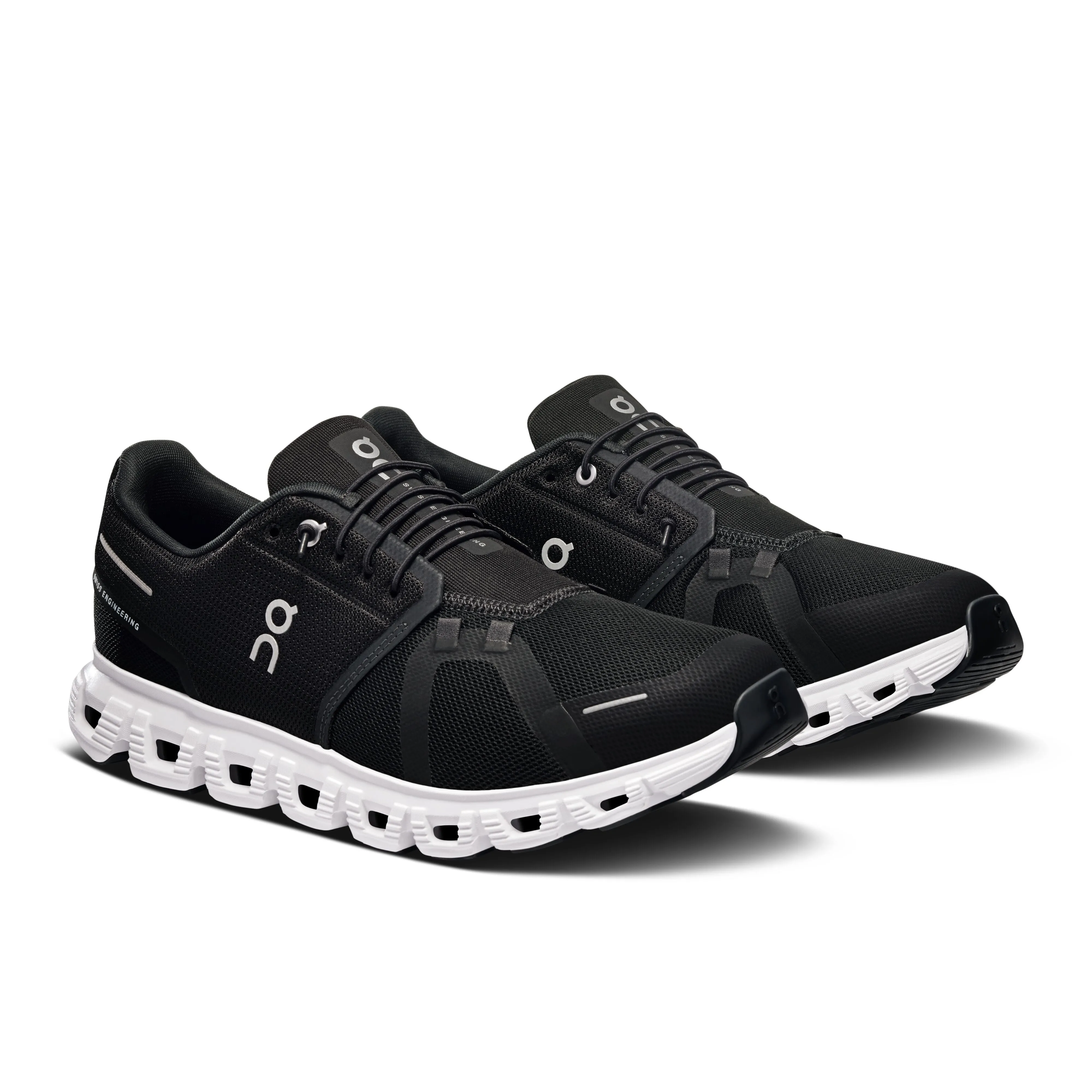 Men's On Cloud 6 Running Shoe in Black | White rough - surface proof Heel Counter Support