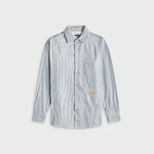 Stone Island Striped Oxford Cotton Marina Shirt - Blue Marine Durable zipper pull