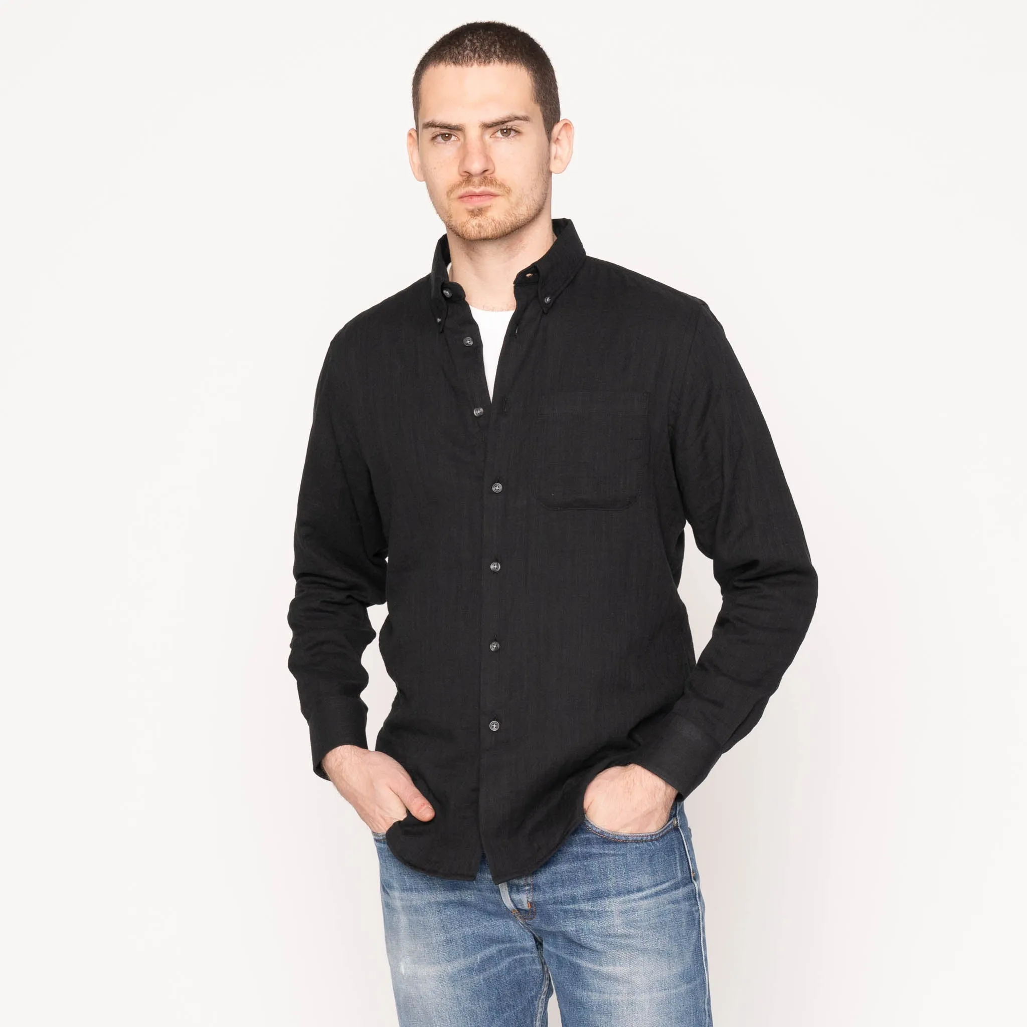 Relaxed Design Eco friendly materials Easy Shirt - Double Weave Gauze - Black