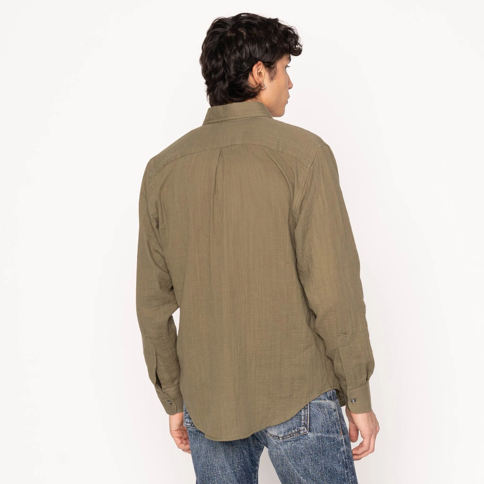 Easy Shirt - Double Weave Slub Gauze - Juniper Stretchable Cloth Classic Collar