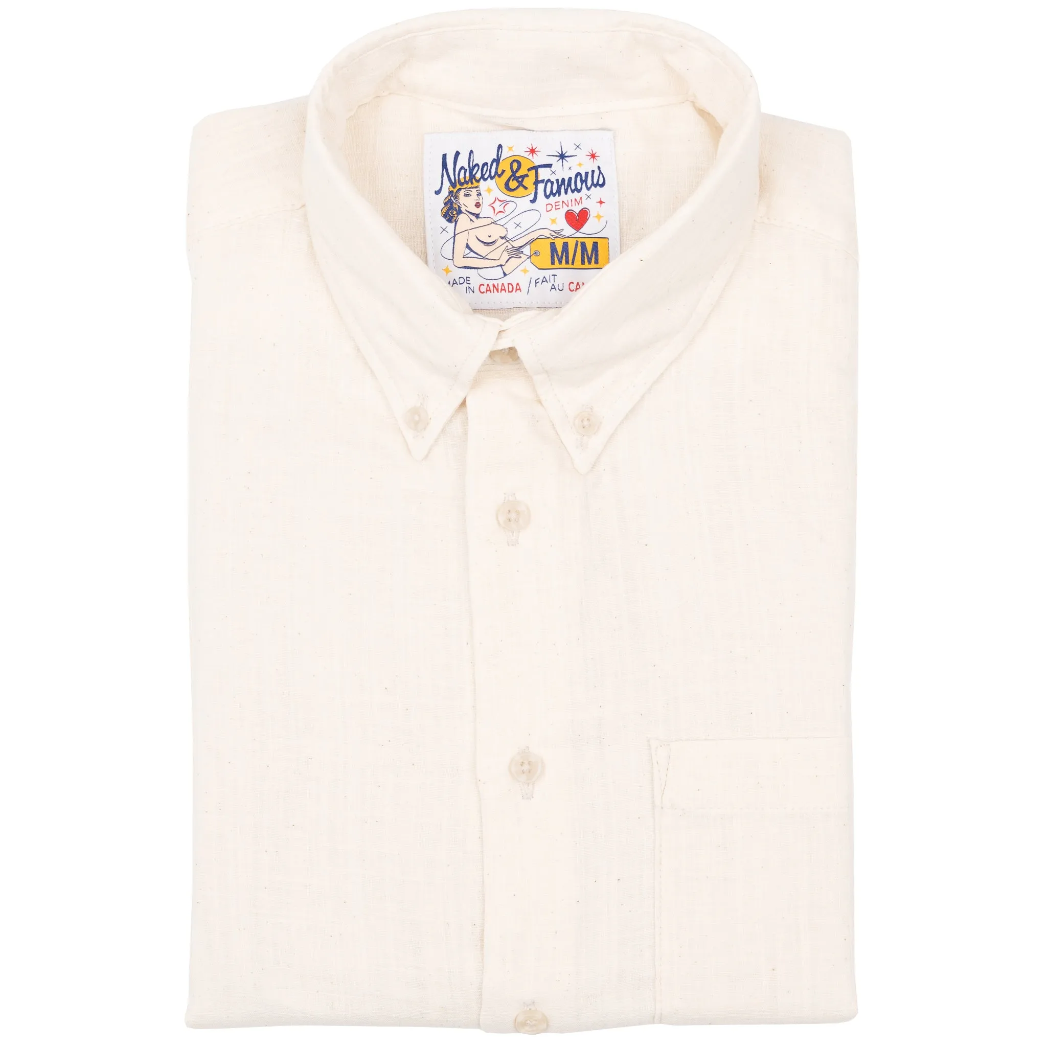 Easy Shirt - Double Weave Slub Gauze- White Comfortable Layer Fashion Forward