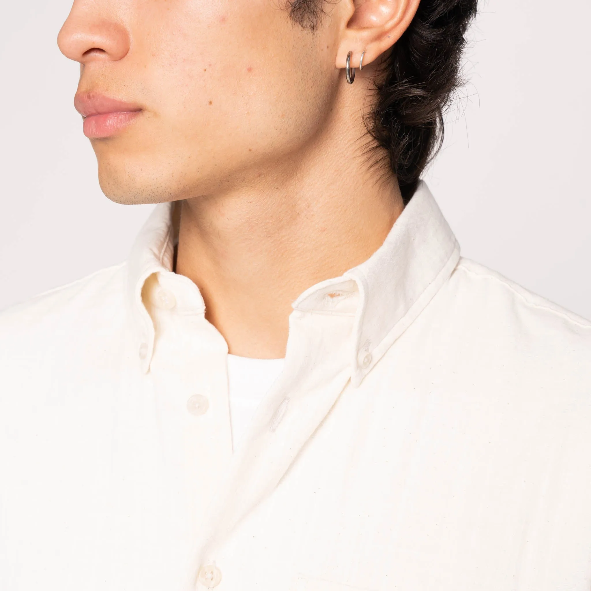 Easy Shirt - Double Weave Slub Gauze- White Anti Cling Fabric