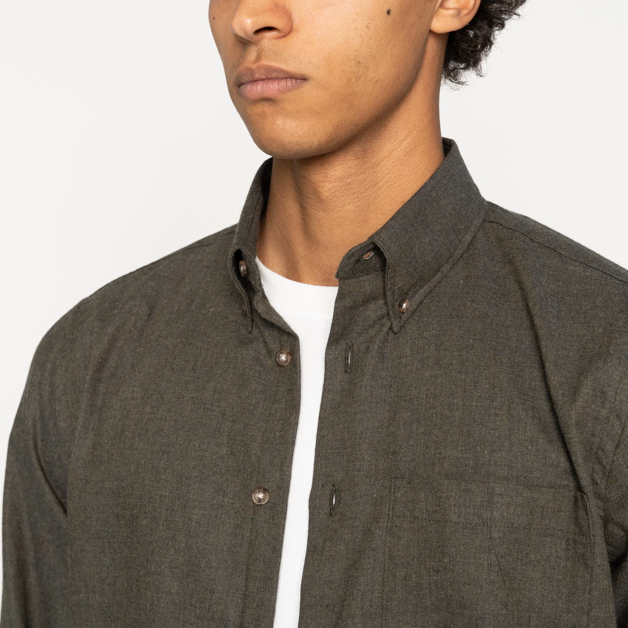 Simple Layer Easy Shirt - Melange Soft Twill - Deep Forest