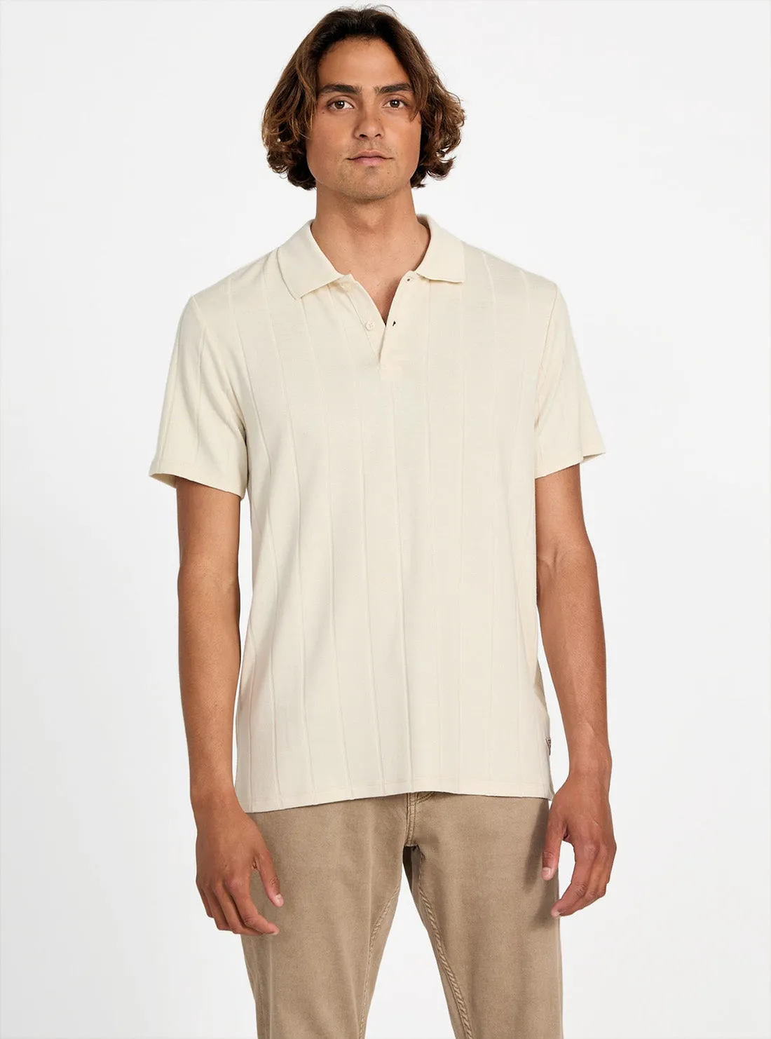 Earthy Hue Eco Beige Logan Knitted Polo Shirt