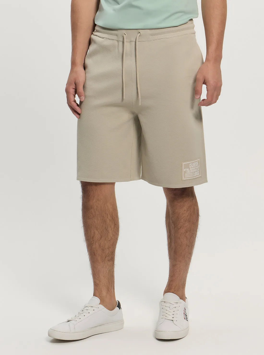 Non Slip Inner Grip Sporty Comfort Fit Eco Beige Midho Knit Active Shorts