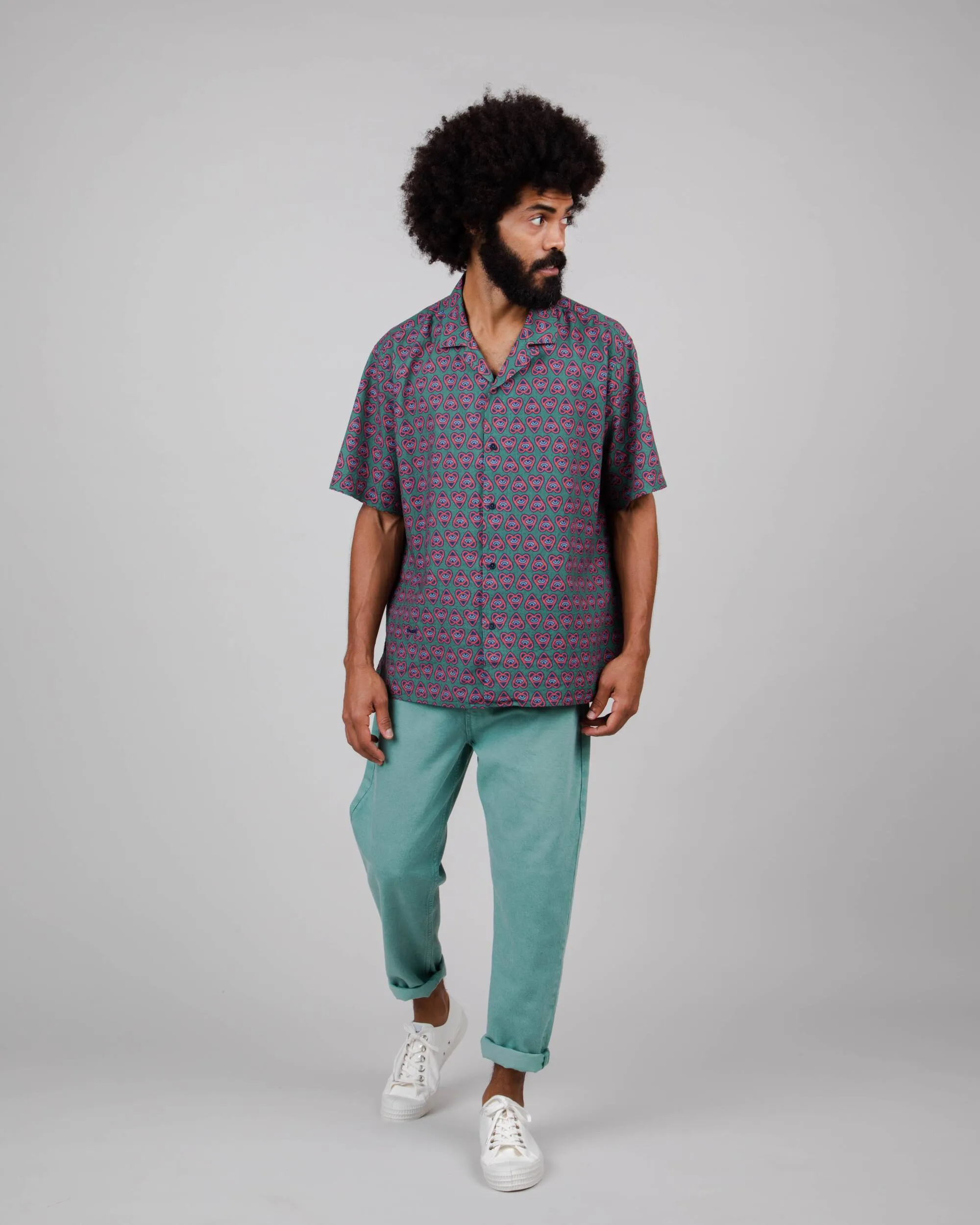 Asis Percales Heart Aloha Green Fashionable Look Minimalist Aesthetic