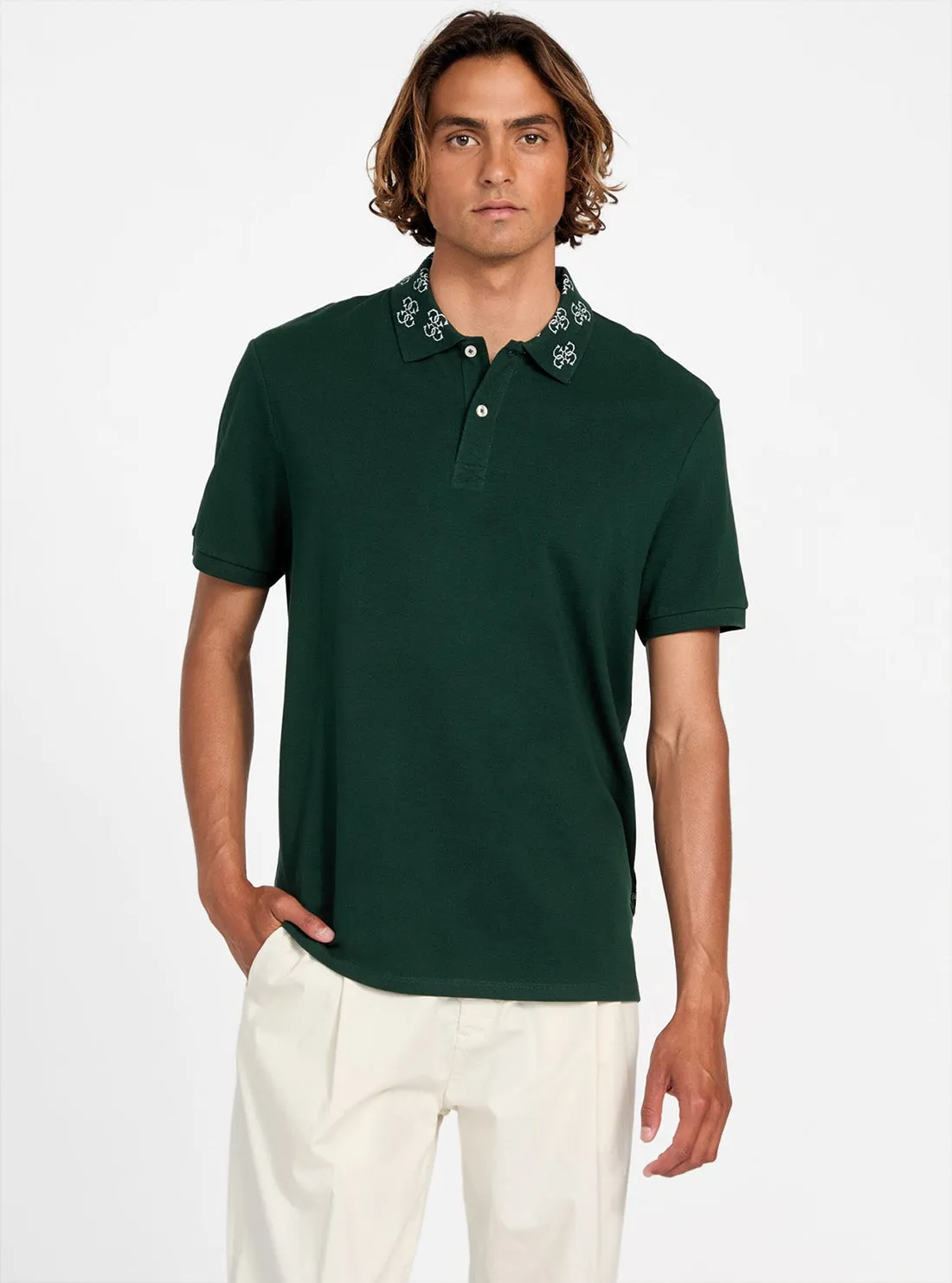 Timeless Appeal Customizable Option Eco Green Jacquard Logo Collar Polo Shirt