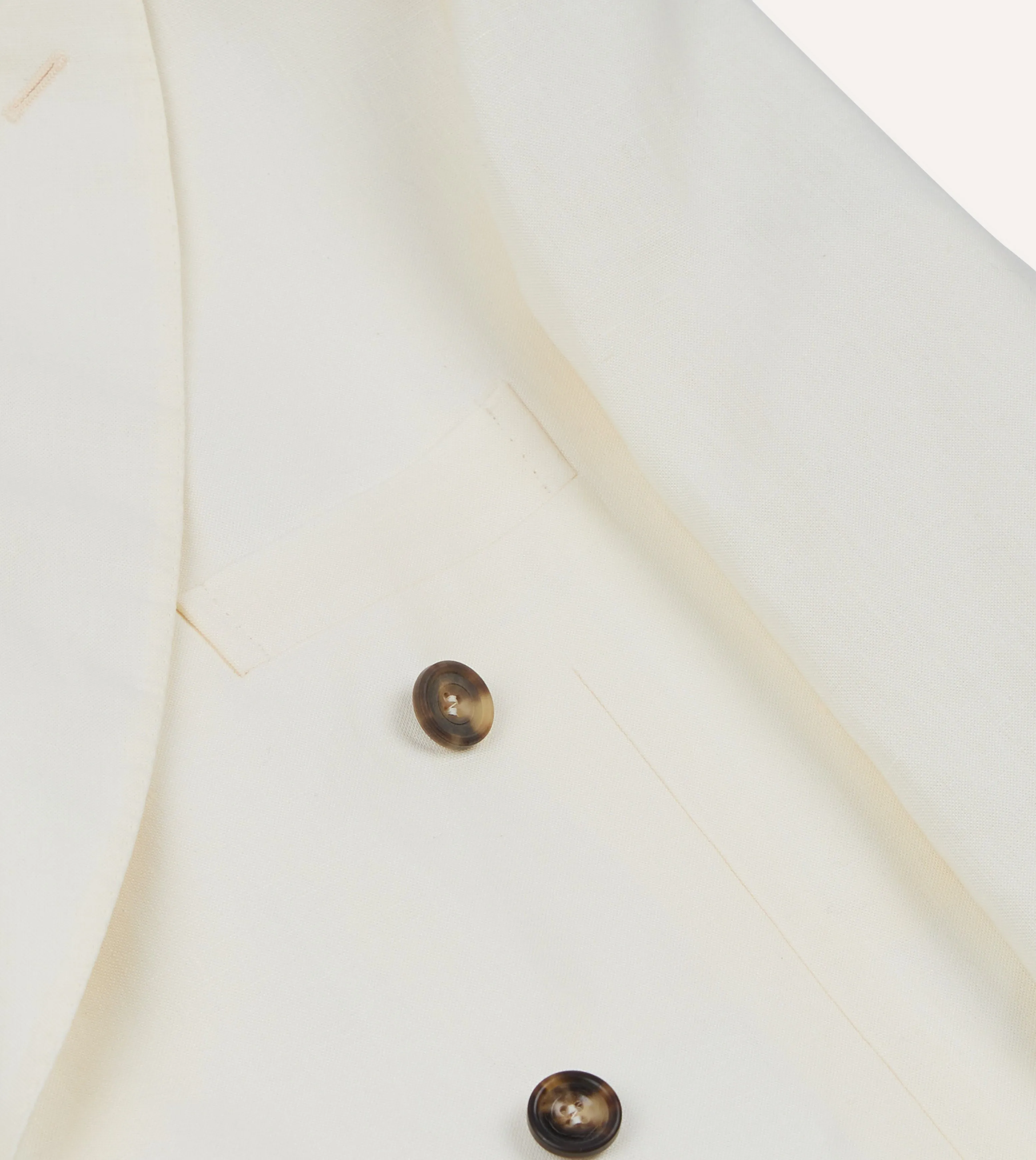 Ecru Linen Double-Breasted Tailored Jacket Layer Piece