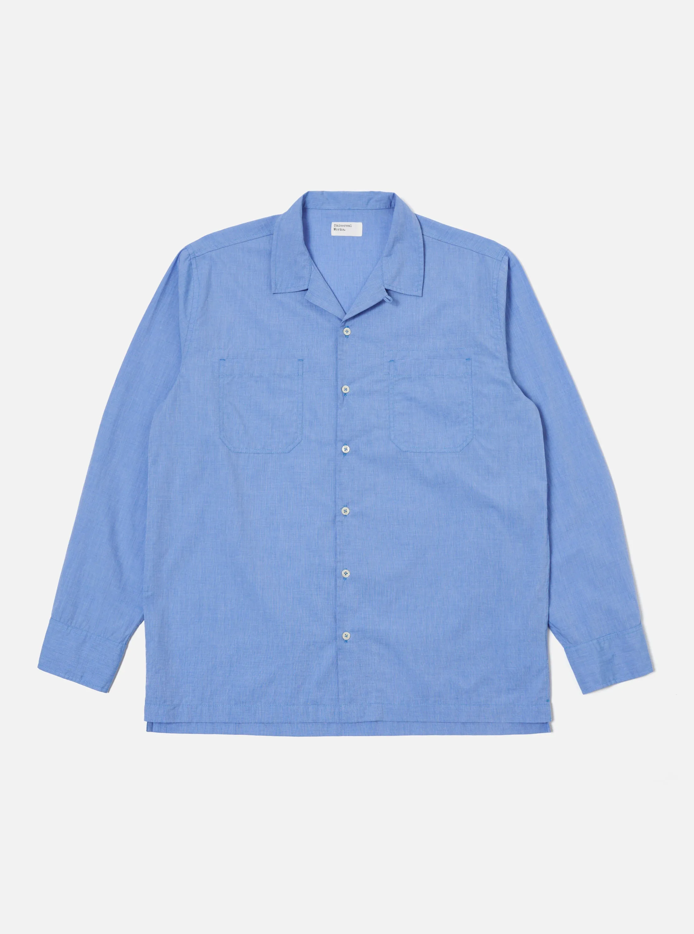 Blue End On End Cotton Garage Shirt Non Restrictive Fit