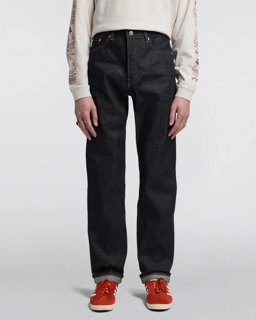 Comfy Streetwear Fan Music Event Stylish Vibes Edwin Made In Japan Regular Straight Mens Jeans - 13.5oz Kaihara Dark Pure Indigo Rainbow Selvage Denim / Blue Unwashed