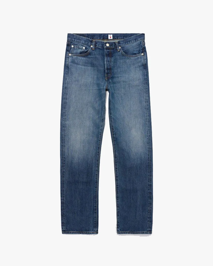 Edwin Made In Japan Regular Straight Mens Jeans - 14oz Kurabo Recycled Red Selvage Denim / Blue Dark Used Active Lifestyle