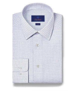 TBSP11801135 | White & Blue Shadow Check Dress Shirt Chic Option